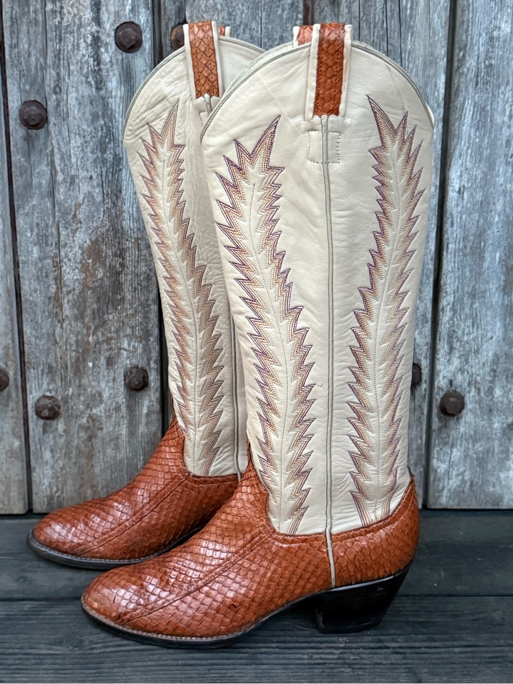 Vintage Larry Mahan Exotic Leather Tall Women's Cowboy Boots